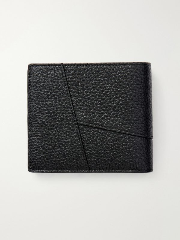 Puzzle Edge Panelled Full-Grain Leather Bifold Wallet - BK Puzzle Edge Panelled Full-Grain Leather Bifold Wallet - BK