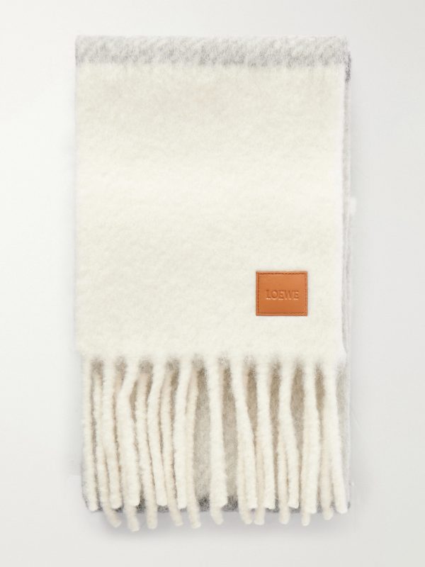 Fringed Striped Alpaca-Blend Scarf