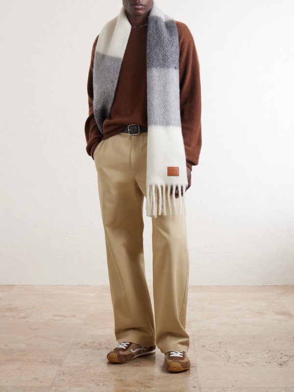 Fringed Striped Alpaca-Blend Scarf - OU