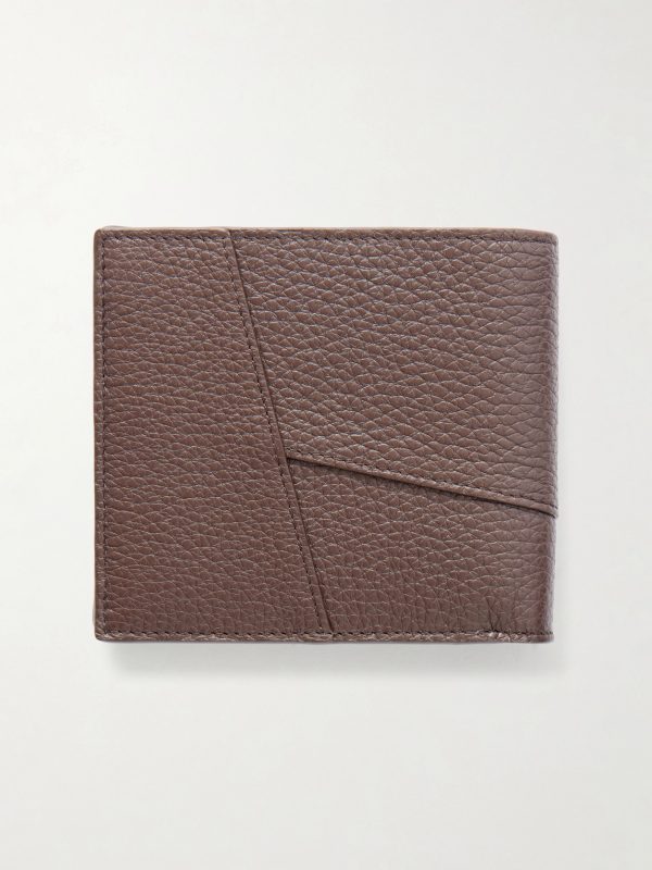 Puzzle Edge Panelled Full-Grain Leather Bifold Wallet - BK