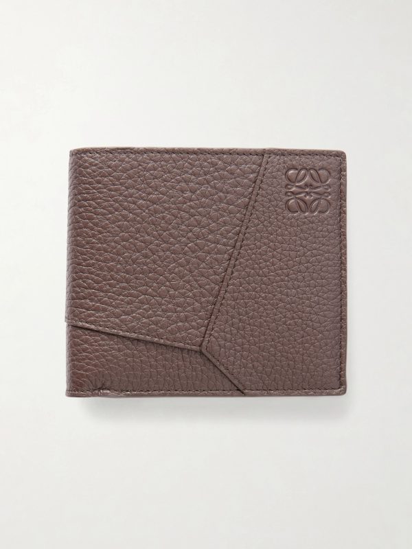 Puzzle Edge Panelled Full-Grain Leather Bifold Wallet