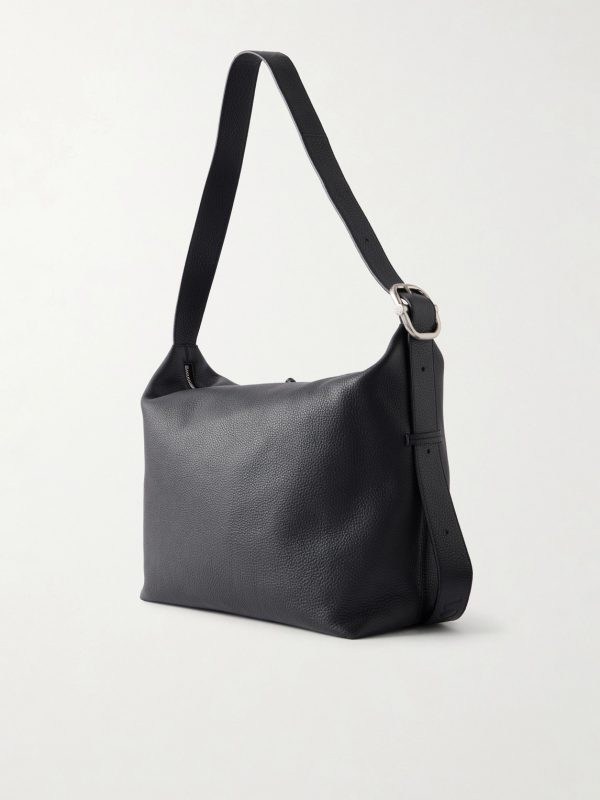 Loop Logo-Debossed Leather Messenger Bag - BK Loop Logo-Debossed Leather Messenger Bag - BK