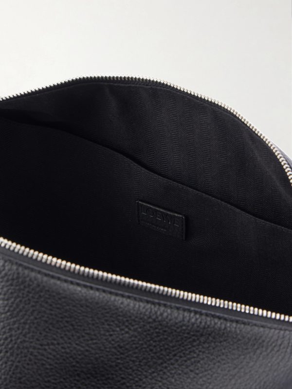 Loop Logo-Debossed Leather Messenger Bag - E1 Loop Logo-Debossed Leather Messenger Bag - E1