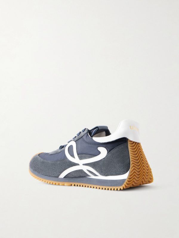 Flow Runner 2.0 Suede-Trimmed Shell Sneakers - BK Flow Runner 2.0 Suede-Trimmed Shell Sneakers - BK
