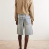 Wide-Leg Anagram-Embroidered Denim Shorts - BK Wide-Leg Anagram-Embroidered Denim Shorts - BK