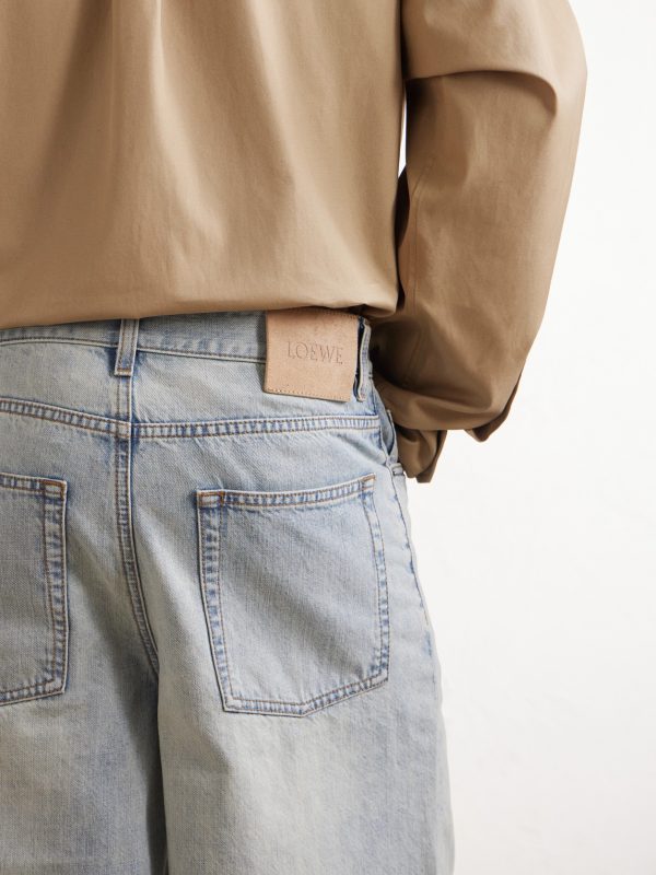 Wide-Leg Anagram-Embroidered Denim Shorts - E3 Wide-Leg Anagram-Embroidered Denim Shorts - E3