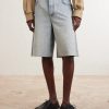 Wide-Leg Anagram-Embroidered Denim Shorts - FR Wide-Leg Anagram-Embroidered Denim Shorts - FR