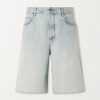 Wide-Leg Anagram-Embroidered Denim Shorts Wide-Leg Anagram-Embroidered Denim Shorts
