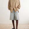 Wide-Leg Anagram-Embroidered Denim Shorts - OU Wide-Leg Anagram-Embroidered Denim Shorts - OU
