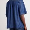 Camp-Collar Anagram-Detail Denim Shirt - BK
