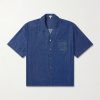 Camp-Collar Anagram-Detail Denim Shirt