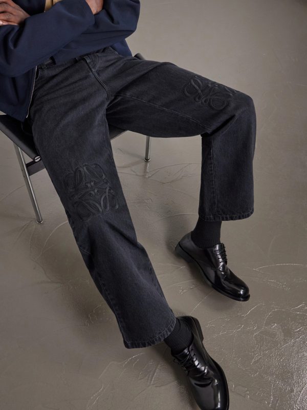Wide-Leg Anagram-Embroidered Jeans - E1 Wide-Leg Anagram-Embroidered Jeans - E1