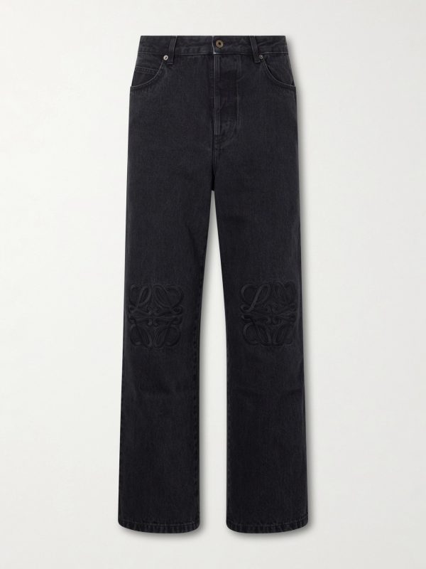Wide-Leg Anagram-Embroidered Jeans Wide-Leg Anagram-Embroidered Jeans