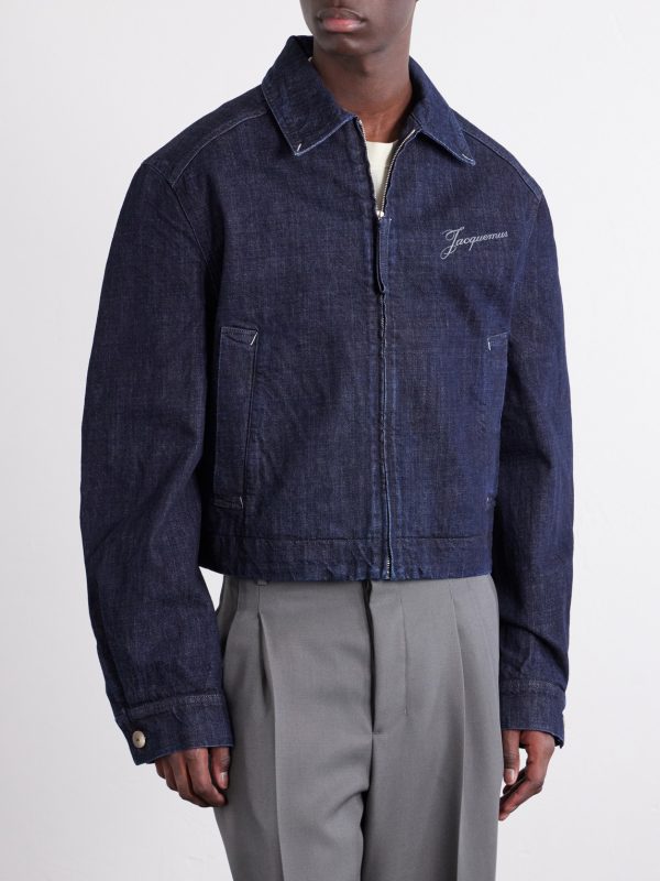 La Veste De-Nîmes Logo-Embroidered Denim Jacket - FR La Veste De-Nîmes Logo-Embroidered Denim Jacket - FR
