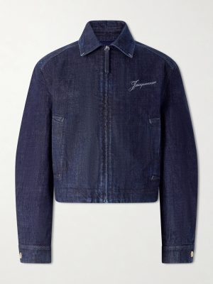 La Veste De-Nîmes Logo-Embroidered Denim Jacket La Veste De-Nîmes Logo-Embroidered Denim Jacket