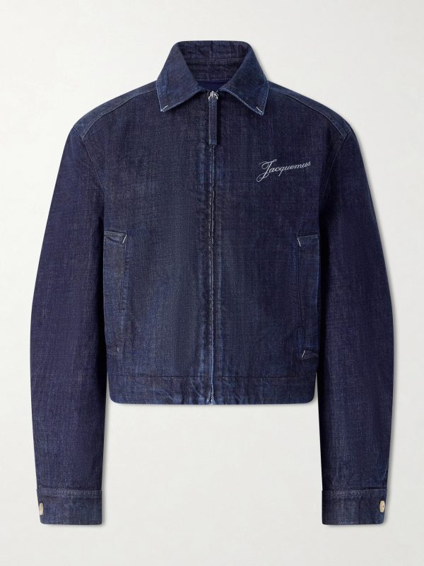 La Veste De-Nîmes Logo-Embroidered Denim Jacket La Veste De-Nîmes Logo-Embroidered Denim Jacket