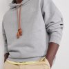 Anagram-Embroidered Leather-Trimmed Cotton-Fleece Hoodie - CU Anagram-Embroidered Leather-Trimmed Cotton-Fleece Hoodie - CU