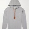Anagram-Embroidered Leather-Trimmed Cotton-Fleece Hoodie Anagram-Embroidered Leather-Trimmed Cotton-Fleece Hoodie