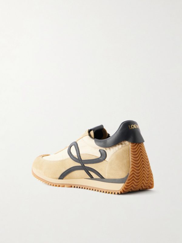 Flow Runner 2.0 Suede-Trimmed Shell Sneakers - BK Flow Runner 2.0 Suede-Trimmed Shell Sneakers - BK