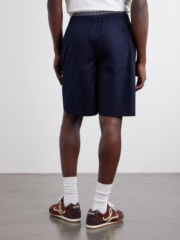 Straight-Leg Anagram-Embroidered Cotton-Twill Drawstring Shorts - BK