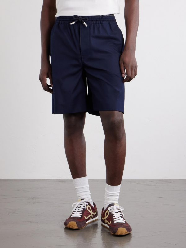 Straight-Leg Anagram-Embroidered Cotton-Twill Drawstring Shorts - FR