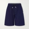 Straight-Leg Anagram-Embroidered Cotton-Twill Drawstring Shorts