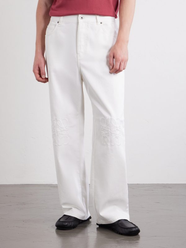 Wide-Leg Anagram-Embroidered Jeans - FR Wide-Leg Anagram-Embroidered Jeans - FR