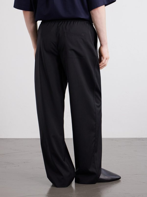 Straight-Leg Wool Drawstring Trousers - BK Straight-Leg Wool Drawstring Trousers - BK