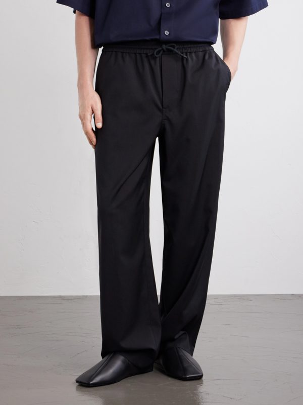 Straight-Leg Wool Drawstring Trousers - FR Straight-Leg Wool Drawstring Trousers - FR