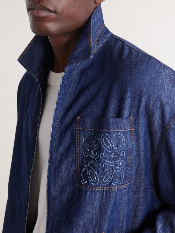 Anagram-Appliqué Cotton Chambray Jacket - CU