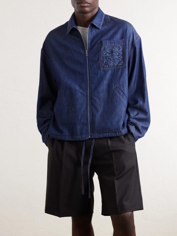 Anagram-Appliqué Cotton Chambray Jacket - FR