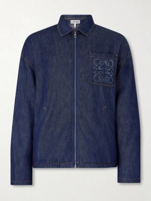 Anagram-Appliqué Cotton Chambray Jacket