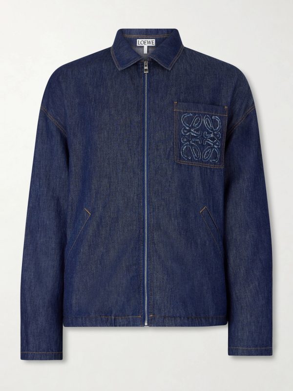 Anagram-Appliqué Cotton Chambray Jacket