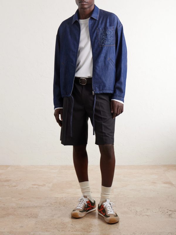 Anagram-Appliqué Cotton Chambray Jacket - OU