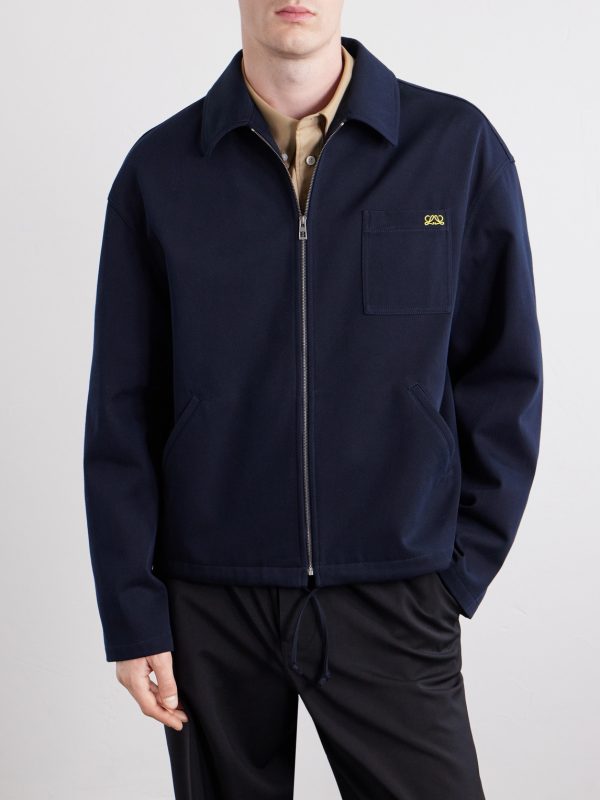 Logo-Embroidered Cotton-Twill Jacket - FR Logo-Embroidered Cotton-Twill Jacket - FR