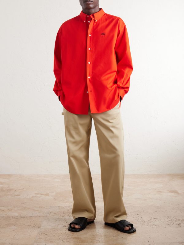 Anagram-Embroidered Cotton Shirt - OU Anagram-Embroidered Cotton Shirt - OU