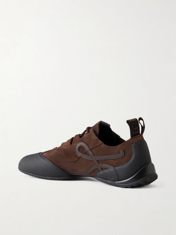 Grip Logo-Appliquéd Trimmed-Suede Sneakers - BK