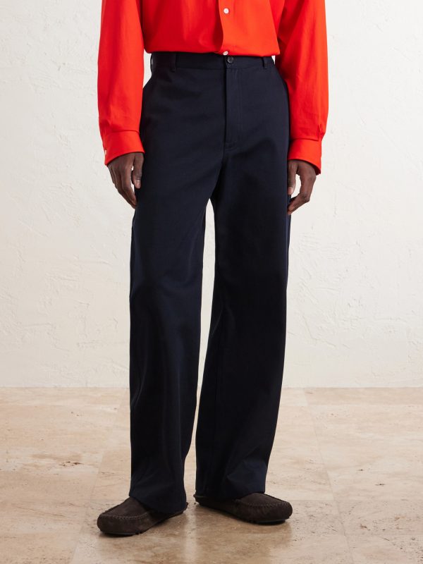 Logo-Embroidered Wide-Leg Cotton-Blend Drill Trousers - FR Logo-Embroidered Wide-Leg Cotton-Blend Drill Trousers - FR