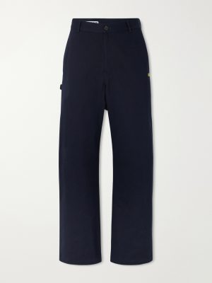 Logo-Embroidered Wide-Leg Cotton-Blend Drill Trousers