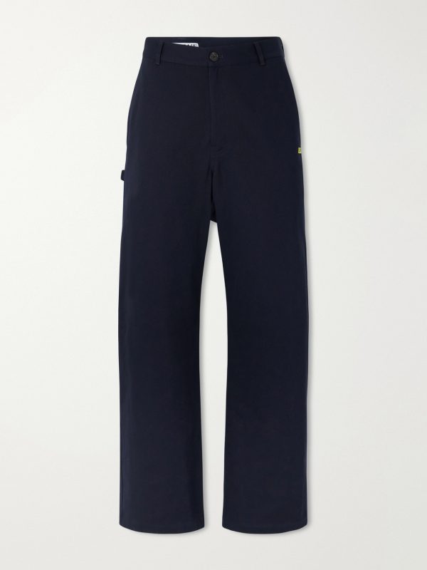Logo-Embroidered Wide-Leg Cotton-Blend Drill Trousers Logo-Embroidered Wide-Leg Cotton-Blend Drill Trousers
