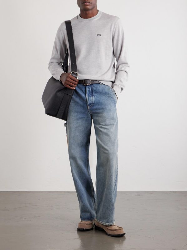 Anagram-Embroidered Wool-Blend Sweater - OU Anagram-Embroidered Wool-Blend Sweater - OU