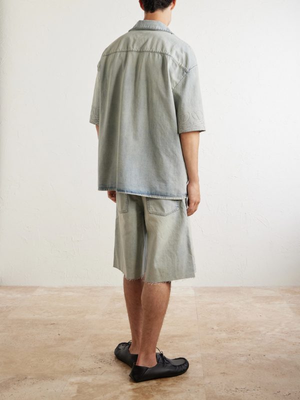Camp-Collar Denim Shirt - BK Camp-Collar Denim Shirt - BK