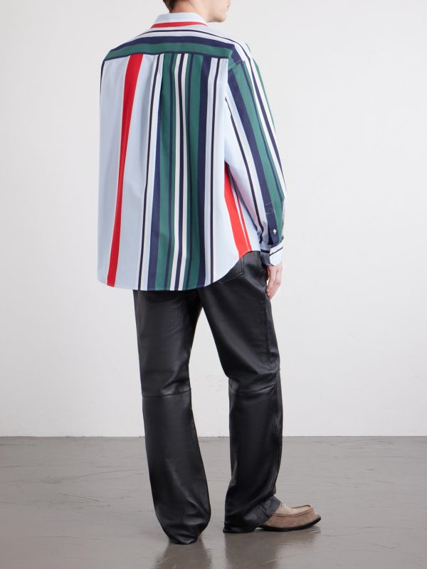 Anagram-Embroidered Striped Cotton-Twill Shirt - BK