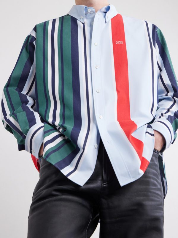 Anagram-Embroidered Striped Cotton-Twill Shirt - CU