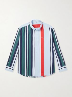 Anagram-Embroidered Striped Cotton-Twill Shirt Anagram-Embroidered Striped Cotton-Twill Shirt