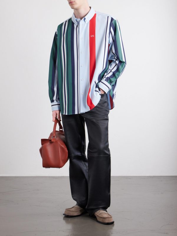 Anagram-Embroidered Striped Cotton-Twill Shirt - OU