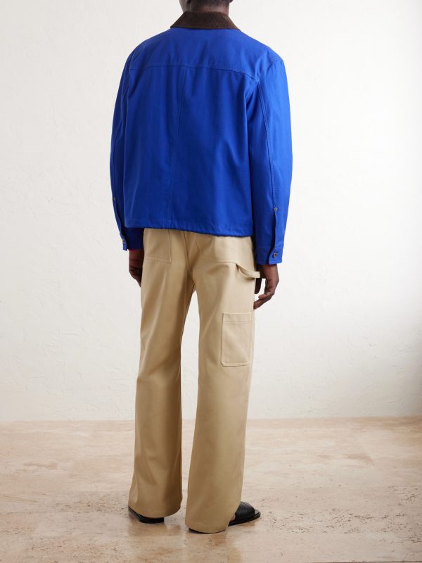 Suede-Trimmed Cotton Jacket - BK Suede-Trimmed Cotton Jacket - BK