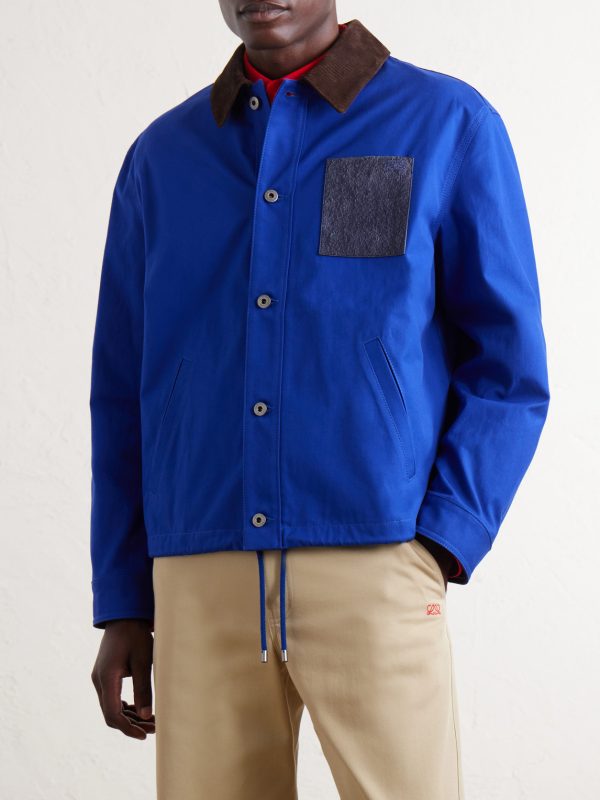 Suede-Trimmed Cotton Jacket - FR Suede-Trimmed Cotton Jacket - FR