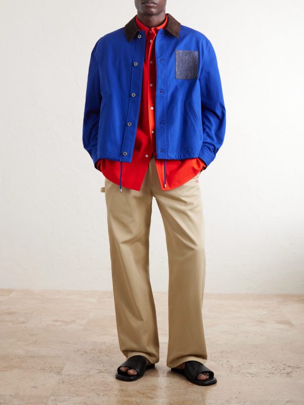 Suede-Trimmed Cotton Jacket - OU Suede-Trimmed Cotton Jacket - OU