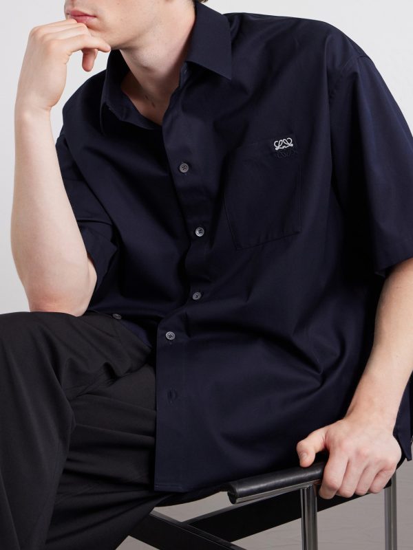 Anagram-Embroidered Cotton-Twill Shirt - CU Anagram-Embroidered Cotton-Twill Shirt - CU